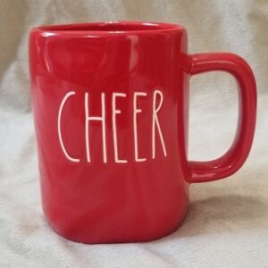 Rae Dunn Cheer Christmas Holiday Coffee Mug. Red w/ White Letters. NWT.